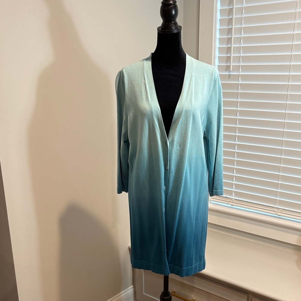 Isaac Mizrahi Teal Gradient Cardigan